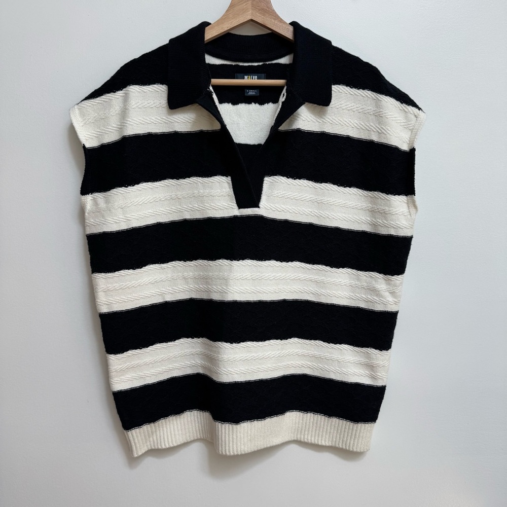 Maeve by Anthropologie Oversized Textured Collared Muscle Sweater Vest XS - Picture 2 of 13